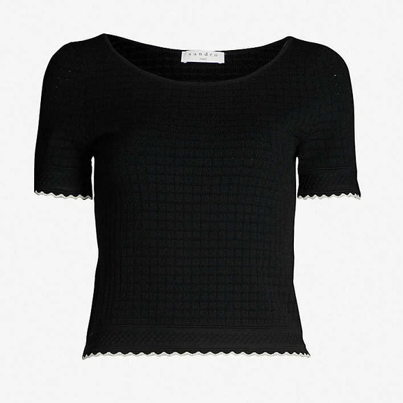 Sandro Tops - Sandro Meline Black Knitted T-Shirt